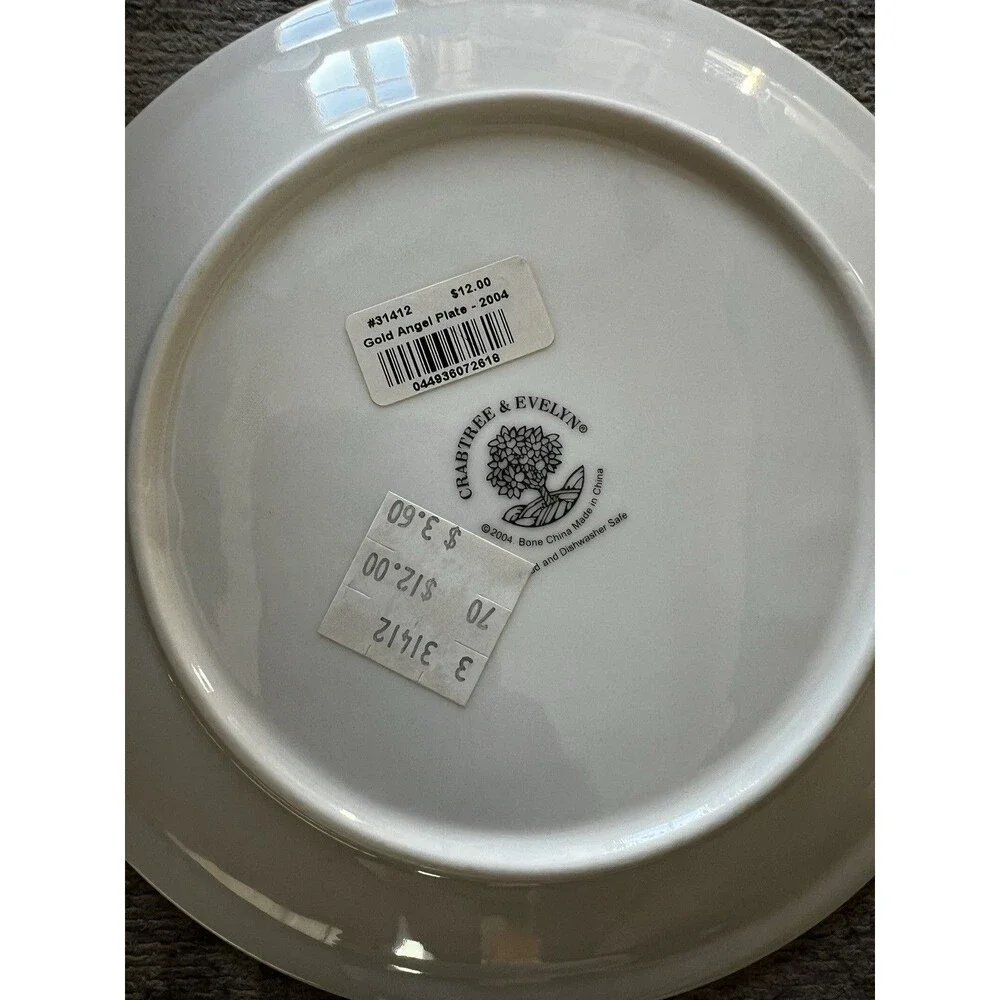 Crabtree & Evelyn Set Of 2 Salad/Luncheon Plates Gold Angel Pair